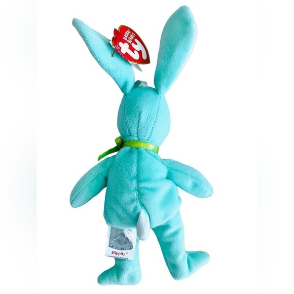 TY BASKET Beanies Hippity NWT Mint Green Bunny Rabbit 7.5" Retired 2001🩷🐰 - Picture 4 of 8
